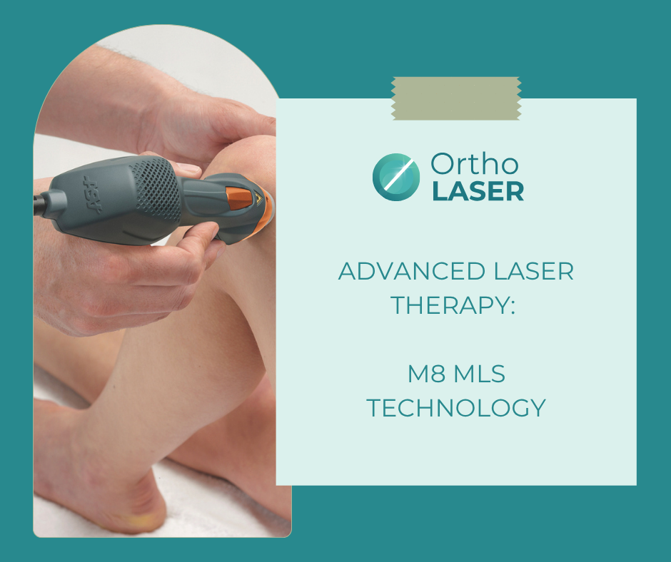 Patient receiving OrthoLaser MLS therapy for knee pain