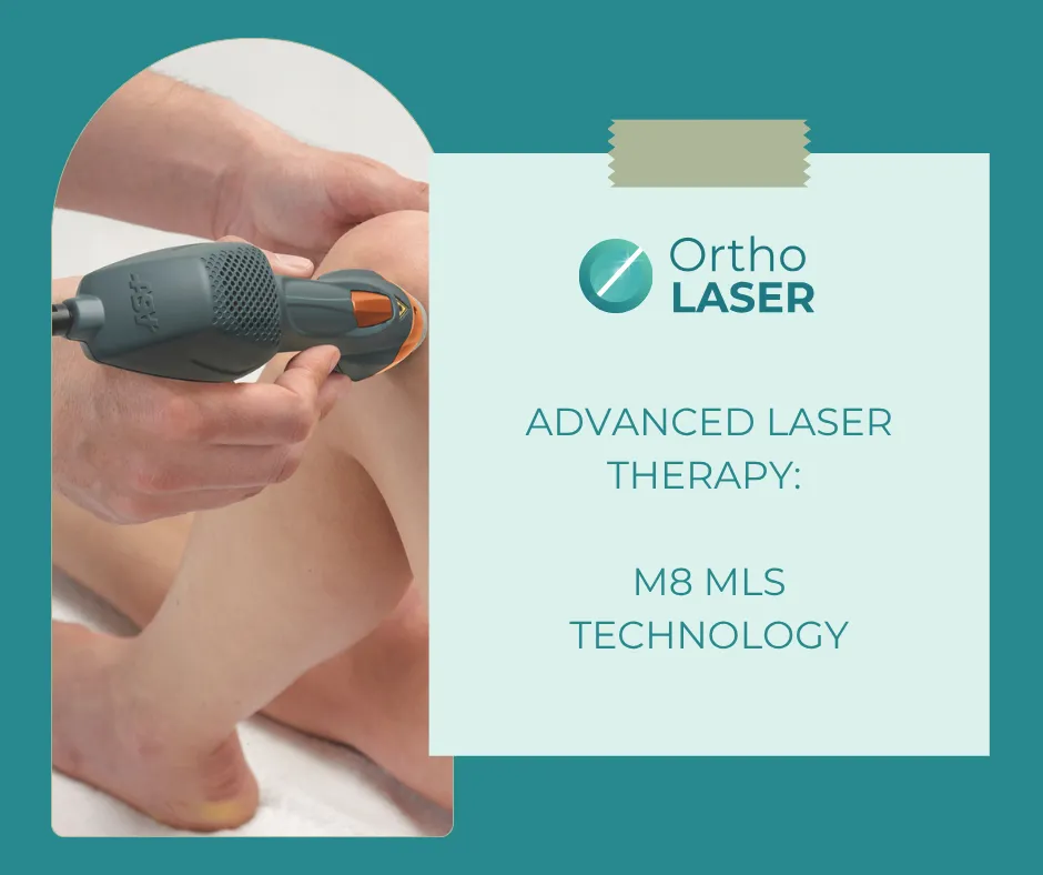 Patient receiving OrthoLaser MLS therapy for knee pain